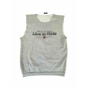 Vtg Harley Davidson Sleeveless Sweatshirt Men XL Gray Live To Ride Mid-Continent